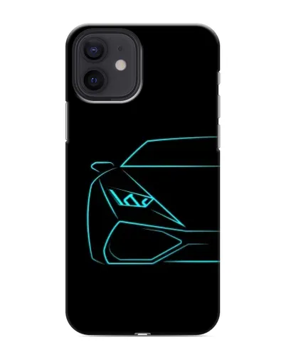 Чохол для iPhone 12 з картинкою «Блакитний силует Lamborghini»