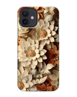 Чохол для iPhone 12 з картинкою «Бежевий флористичний декор»