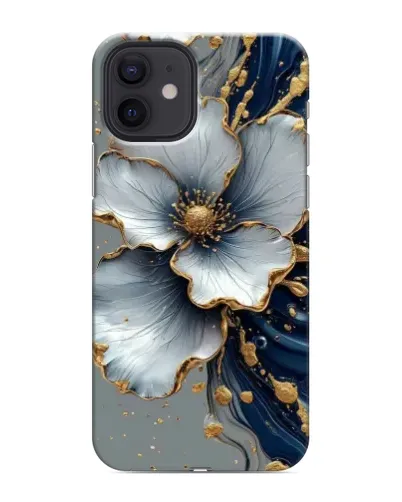 Чохол для iPhone 12 з картинкою «Біла квітка та золотий флюїд» Чохол для iPhone 12 з картинкою «Біла квітка та золотий флюїд»