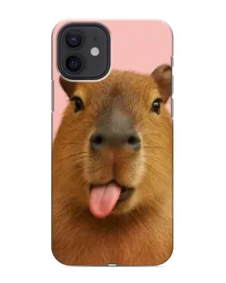 Чохол для iPhone 12 з картинкою «Капібара з язиком»