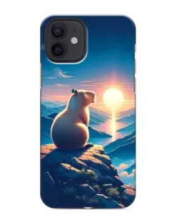 Чохол для iPhone 12 з картинкою «Захід сонця з капібарою»