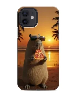 Чохол для iPhone 12 з картинкою «Капібара з піцою»