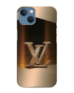 Чехол для iPhone 13 Mini с картинкой «LV — золотое сияние»