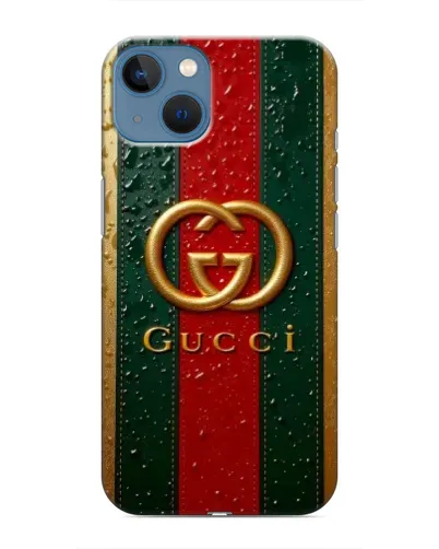 Чохол для iPhone 13 Mini з картинкою «Gucci — фірмова смуга та золото» Чохол для iPhone 13 Mini з картинкою «Gucci — фірмова смуга та золото»