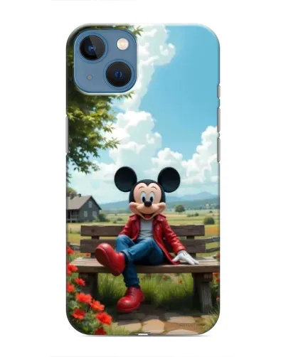 Чехол для iPhone 13 Mini с картинкой «Микки на скамейке»