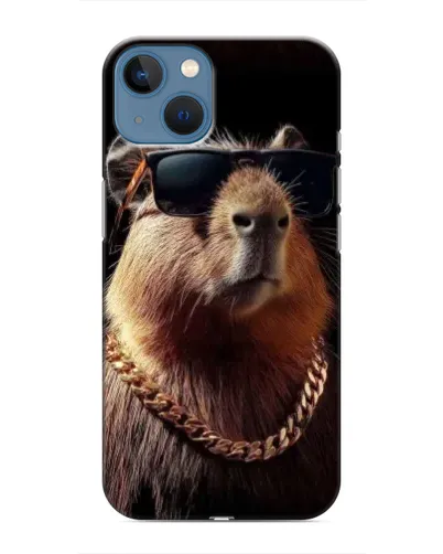 Чохол для iPhone 13 Mini з картинкою «Капібара золотий ланцюг»