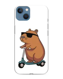 Чохол для iPhone 13 Mini з картинкою «Капібара на самокаті»