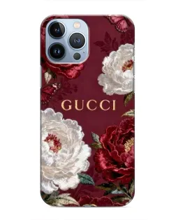 Чохол для iPhone 13 Pro Max з картинкою «Gucci — бордові троянди»