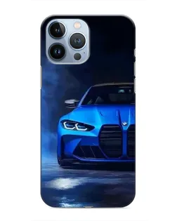 Чехол для iPhone 13 Pro Max с картинкой «Голубая BMW M4»