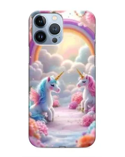 Чехол для iPhone 13 Pro Max с картинкой «Радуга и единороги»