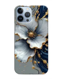 Чехол для iPhone 13 Pro Max с картинкой «Белый цветок и золотой флюид»