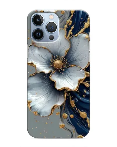Чехол для iPhone 13 Pro Max с картинкой «Белый цветок и золотой флюид» Чехол для iPhone 13 Pro Max с картинкой «Белый цветок и золотой флюид»