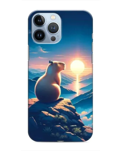 Чехол для iPhone 13 Pro Max с картинкой «Закат солнца с капибарой»
