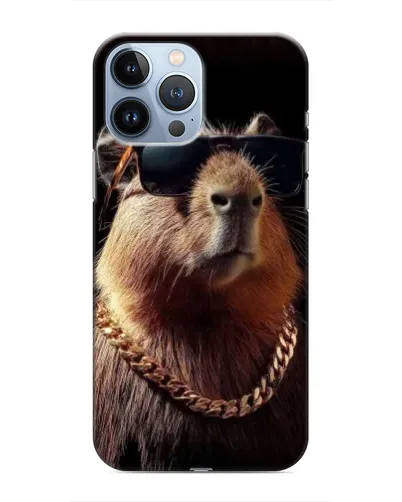 Чехол для iPhone 13 Pro Max с картинкой «Капибара золотая цепь»