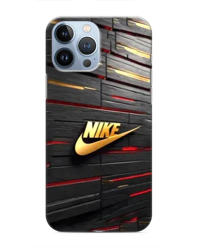 Чохол для iPhone 13 Pro з картинкою «Золотий Nike на металі» Чохол для iPhone 13 Pro з картинкою «Золотий Nike на металі»