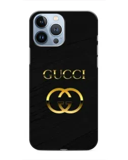 Чохол для iPhone 13 Pro з картинкою «Золотий логотип Gucci»