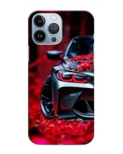 Чохол для iPhone 13 Pro з картинкою «Спортивна BMW та квіти»