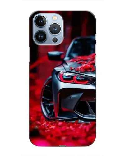 Чехол для iPhone 13 Pro с картинкой «Спортивная BMW и цветы»