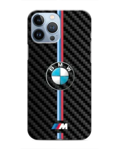 Чехол для iPhone 13 Pro с картинкой «Эмблема BMW и карбон»