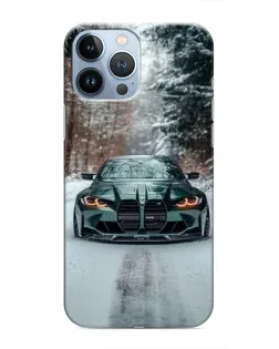 Чохол для iPhone 13 Pro з картинкою «BMW у зимовому лісі»