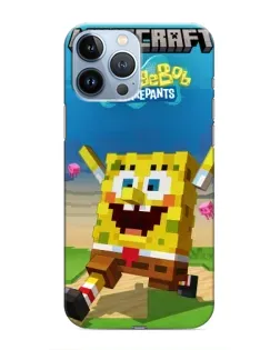 Чохол для iPhone 13 Pro з картинкою «Губка Боб Minecraft»
