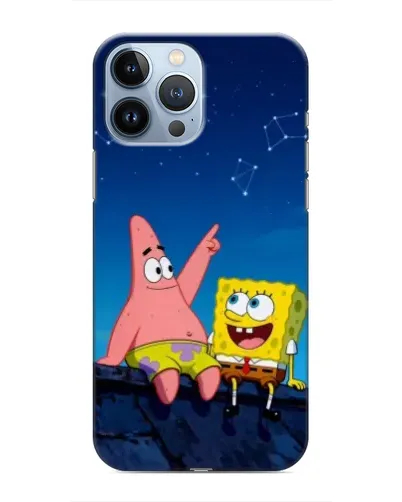 Чехол для iPhone 13 Pro с картинкой «Губка Боб и Патрик ночью»