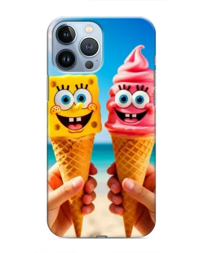 Чехол для iPhone 13 Pro с картинкой «Спанч Боб мороженое»