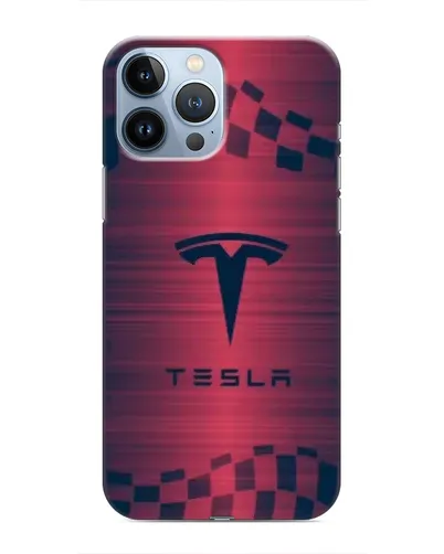 Чехол для iPhone 13 Pro с картинкой «Тесла красный карбон»