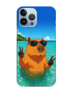 Чехол для iPhone 13 Pro с картинкой «Морская капибара» Чехол для iPhone 13 Pro с картинкой «Морская капибара»