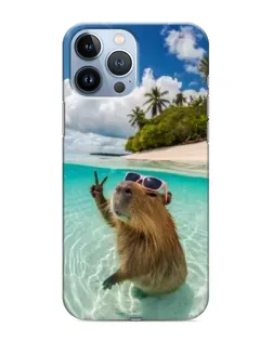 Чехол для iPhone 13 Pro с картинкой «Капибара на море» Чехол для iPhone 13 Pro с картинкой «Капибара на море»