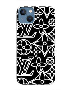 Чехол для iPhone 13 с картинкой «Черно-белый узор LV»