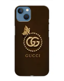 Чехол для iPhone 13 с картинкой «Gucci — золотая бабочка»