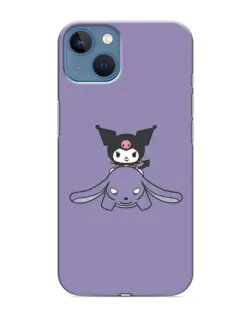 Чехол для iPhone 13 с картинкой «Kuromi на лиловом фоне»