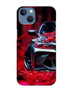 Чехол для iPhone 13 с картинкой «Спортивная BMW и цветы»