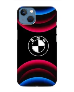 Чехол для iPhone 13 с картинкой «Логотип BMW и неоновые дуги»