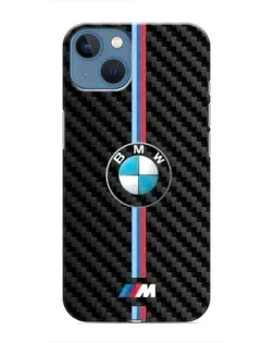 Чехол для iPhone 13 с картинкой «Эмблема BMW и карбон»