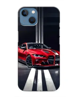 Чехол для iPhone 13 с картинкой «Красная BMW на дороге»
