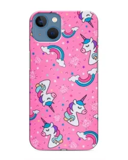 Чехол для iPhone 13 с картинкой «Unicorn паттерн розовый»