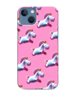 Чехол для iPhone 13 с картинкой «Единороги на розовом»