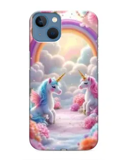 Чехол для iPhone 13 с картинкой «Радуга и единороги»