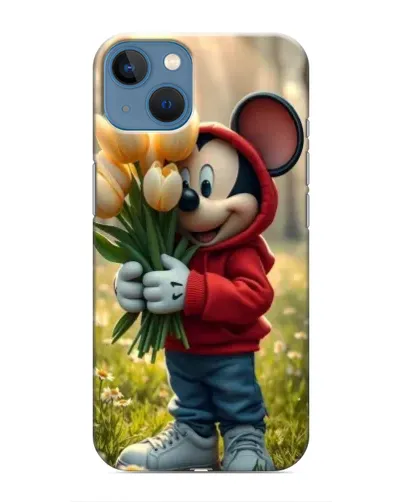 Чехол для iPhone 13 с картинкой «Микки с тюльпанами»