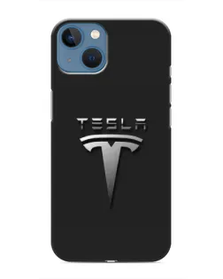 Чехол для iPhone 13 с картинкой «Стальной логотип Tesla»