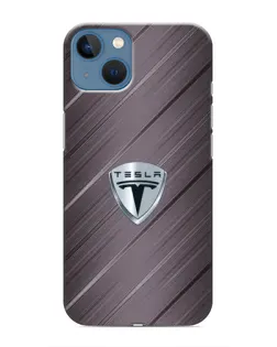 Чехол для iPhone 13 с картинкой «Металлическая текстура Tesla»