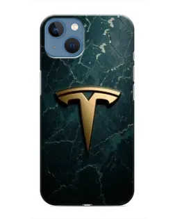 Чехол для iPhone 13 с картинкой «Мраморная Tesla Gold»