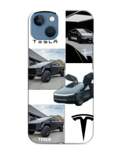 Чехол для iPhone 13 с картинкой «Коллаж Cybertruck Tesla»