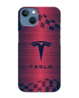 Чехол для iPhone 13 с картинкой «Тесла красный карбон»