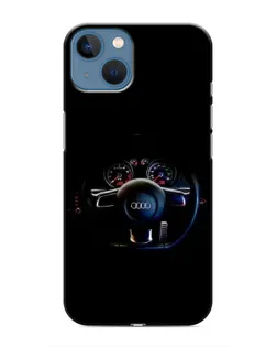 Чехол для iPhone 13 с картинкой «Салон Audi — руль»
