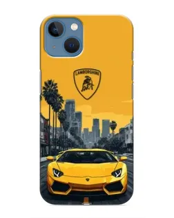 Чехол для iPhone 13 с картинкой «Желтый Lamborghini город»