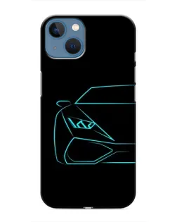 Чехол для iPhone 13 с картинкой «Голубой силуэт Lamborghini»