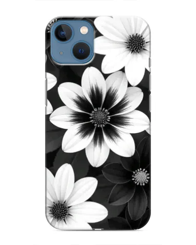Чехол для iPhone 13 с картинкой «Монохромные астры»